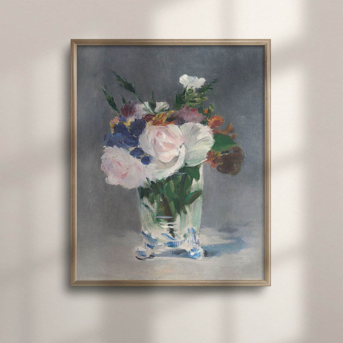Edouard Manet Roses In Crystal Vase Impressionist Bouquet Art Poster