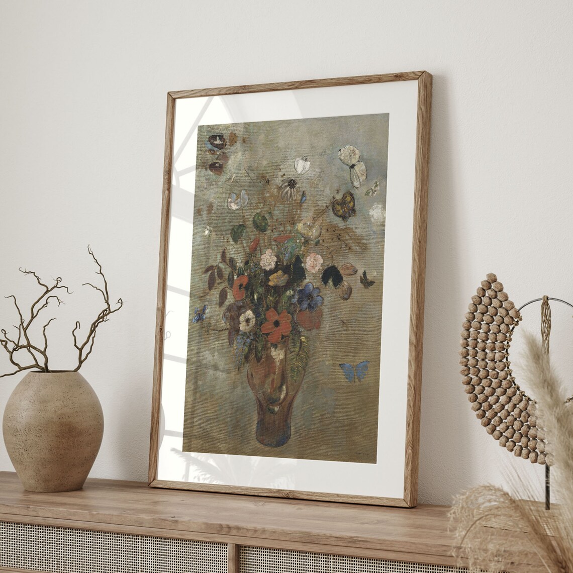 Vintage Floral Bouquet Butterflies Dreamy Antique Flower Painting Poster