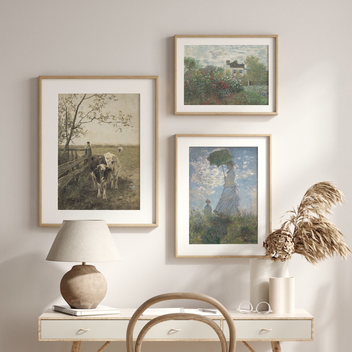 Vintage Cow Pasture Soft Oil Painting Farmhouse Landscape Poster - Image 2