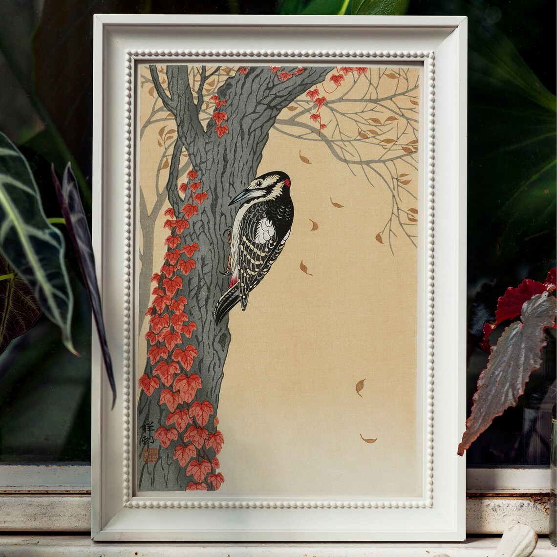 Woodpecker Print, Antique Space Painting Vintage Art - Image 4