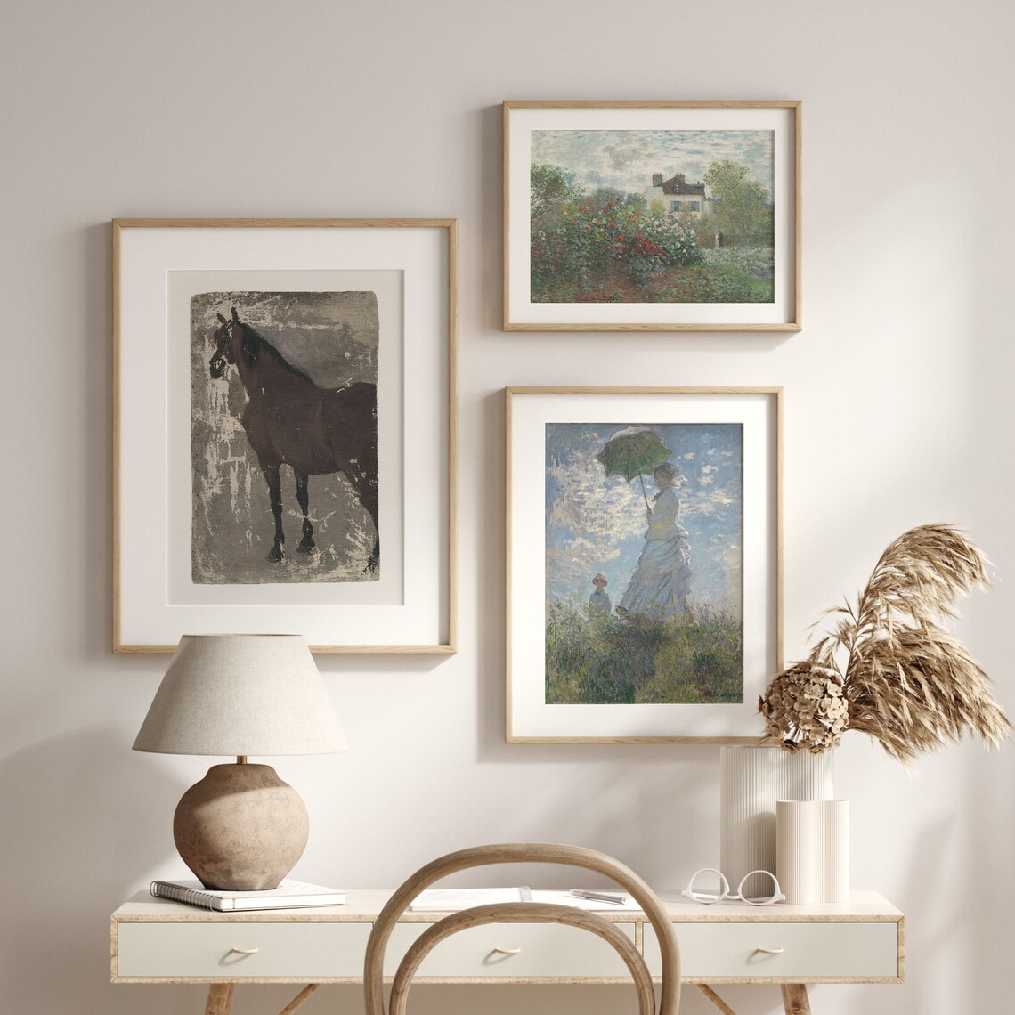 Dark Horse Study Antique Equine Oil Painting Rustic Canvas Art Poster - Image 2