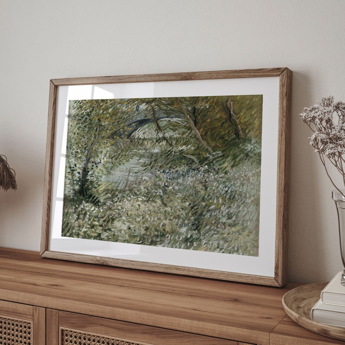 Impressionist Spring Foliage With Glimpse Of A River In Soft Greens Poster - Image 4