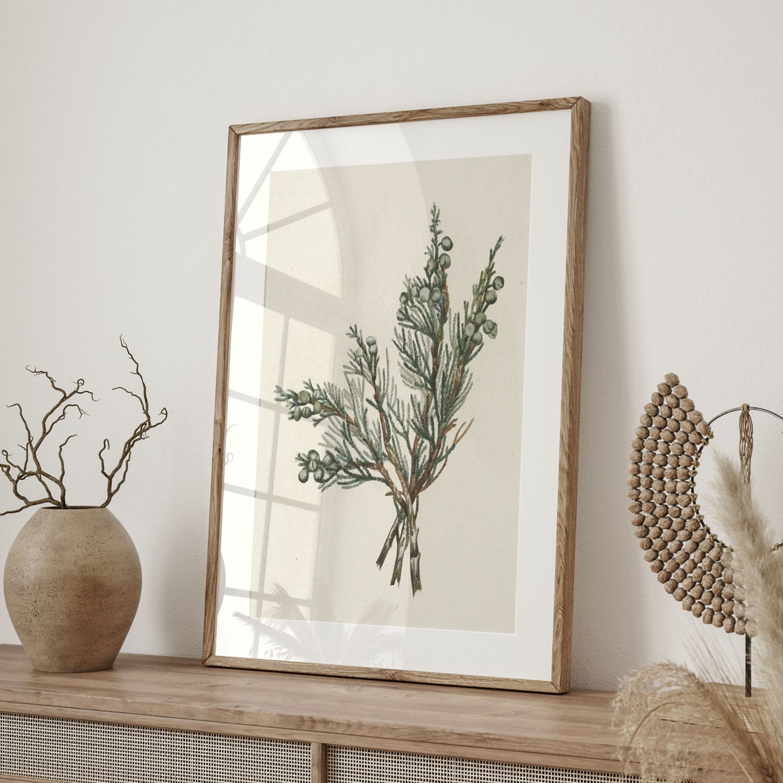 Evergreen Branch With Berries Winter Botanical Watercolor Art Poster - Image 4
