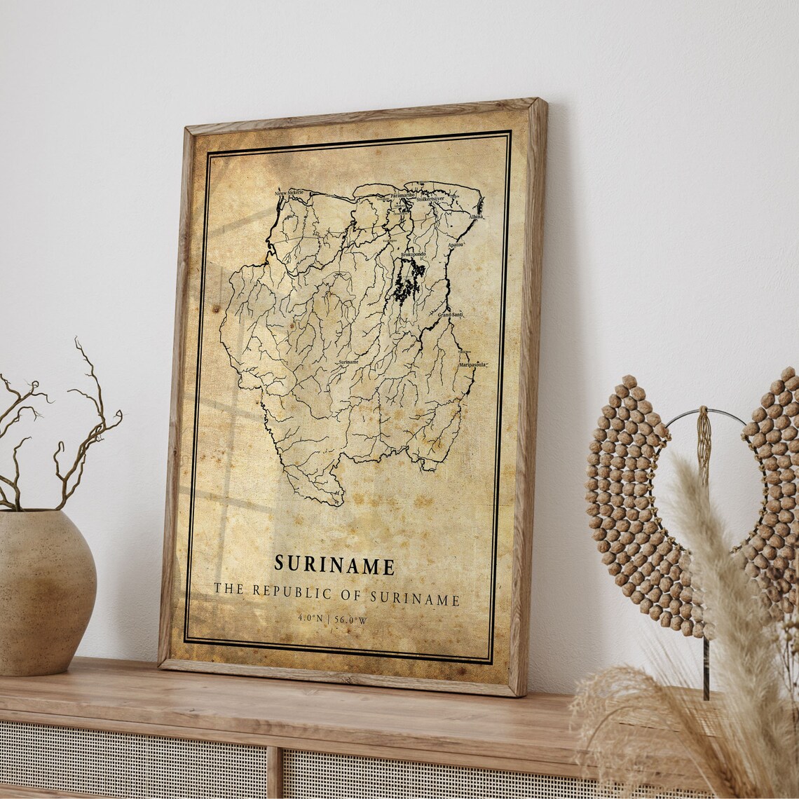 Suriname Street Map Vintage Country Road Map Aged Paper Art Poster - Image 4