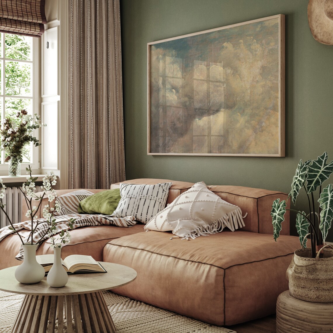 Billowing Storm Clouds Antique Sky Study Vintage Oil Painting Poster - Image 2