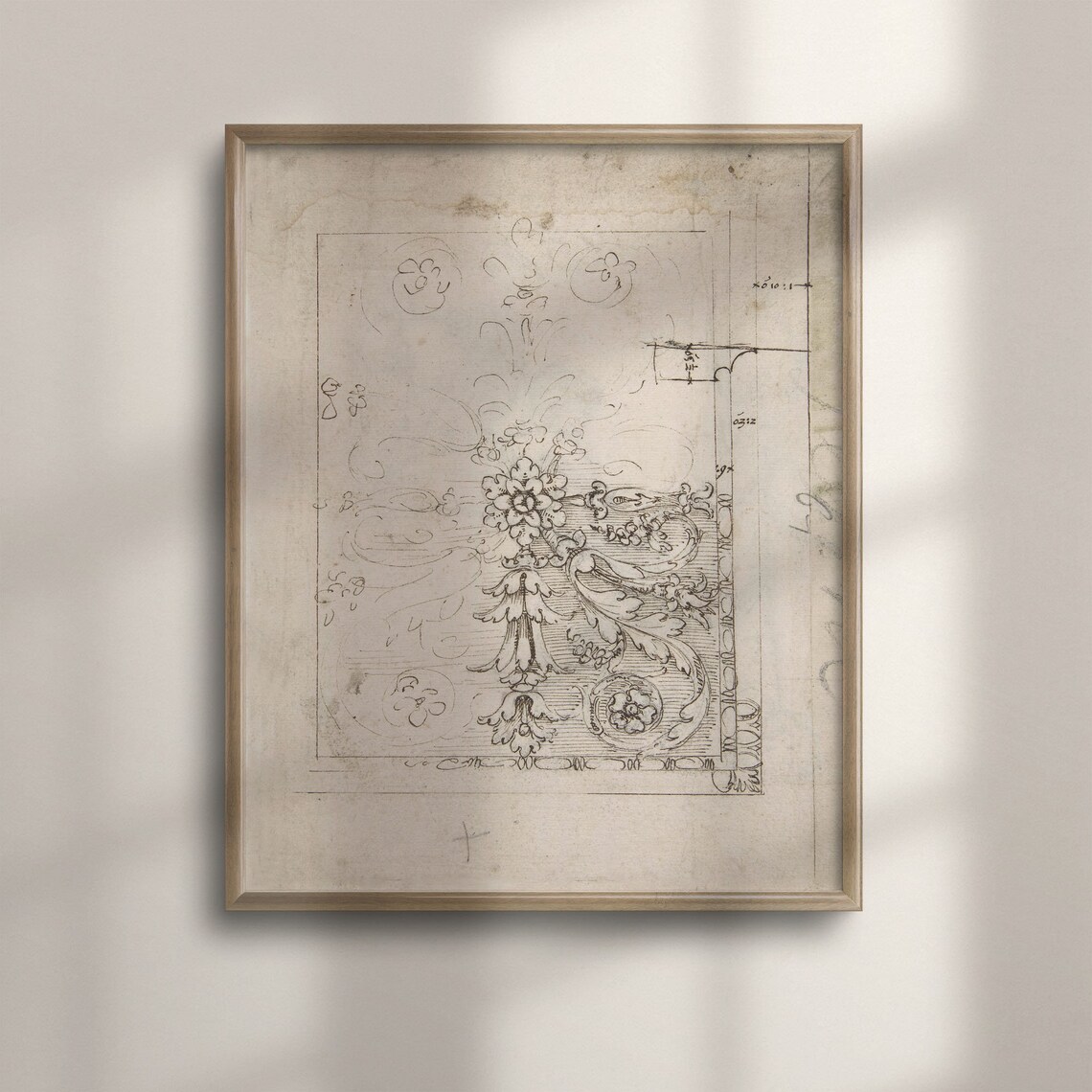 French Ceiling Plan Architectural Sketch Art Print