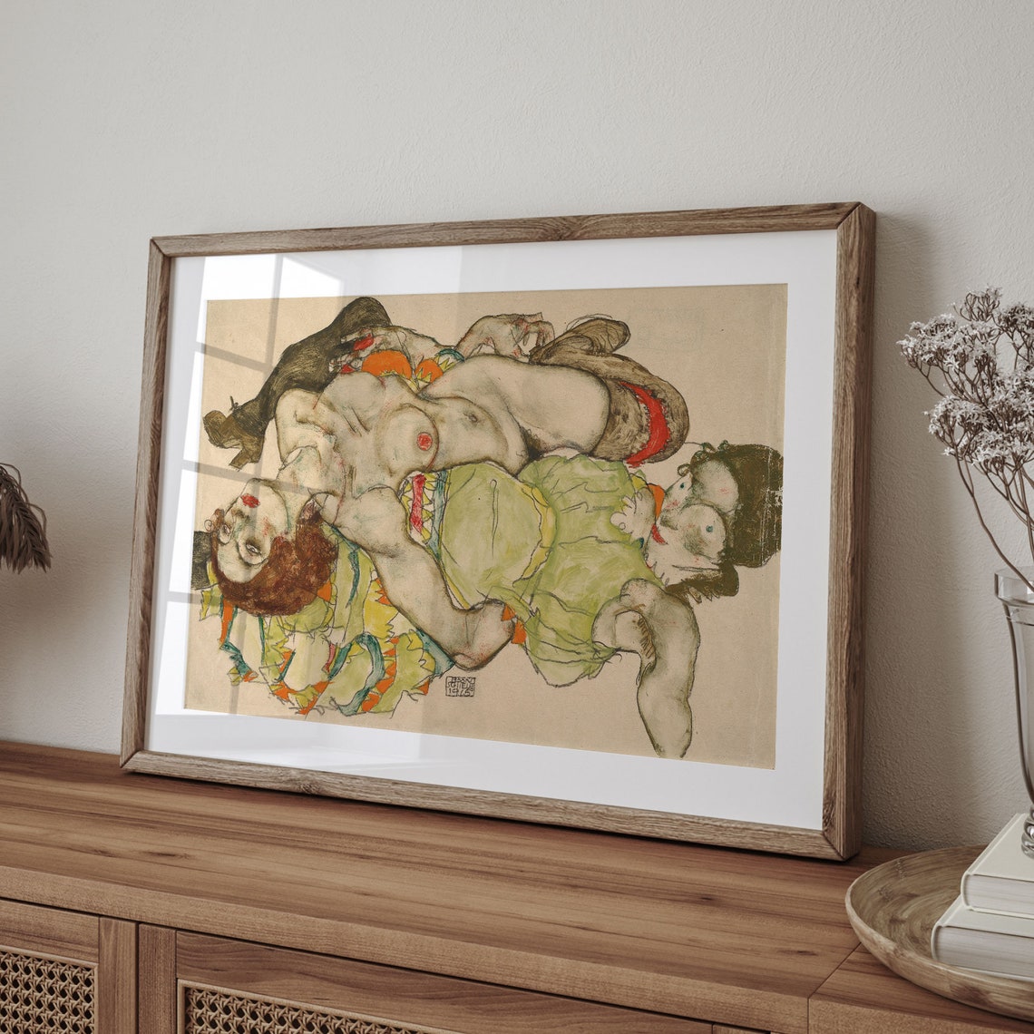 Egon Schiele Style Embrace Expressionist Nude Drawing Poster - Image 4