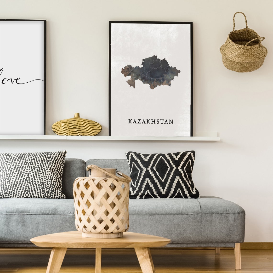 Kazakhstan Watercolor Country Map Minimalist Modern Wall Decor Poster - Image 4