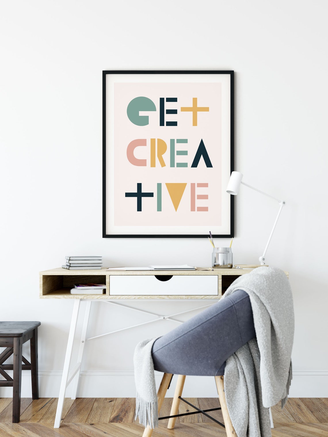 Get Creative Geometric Pastel Typography Motivational Poster