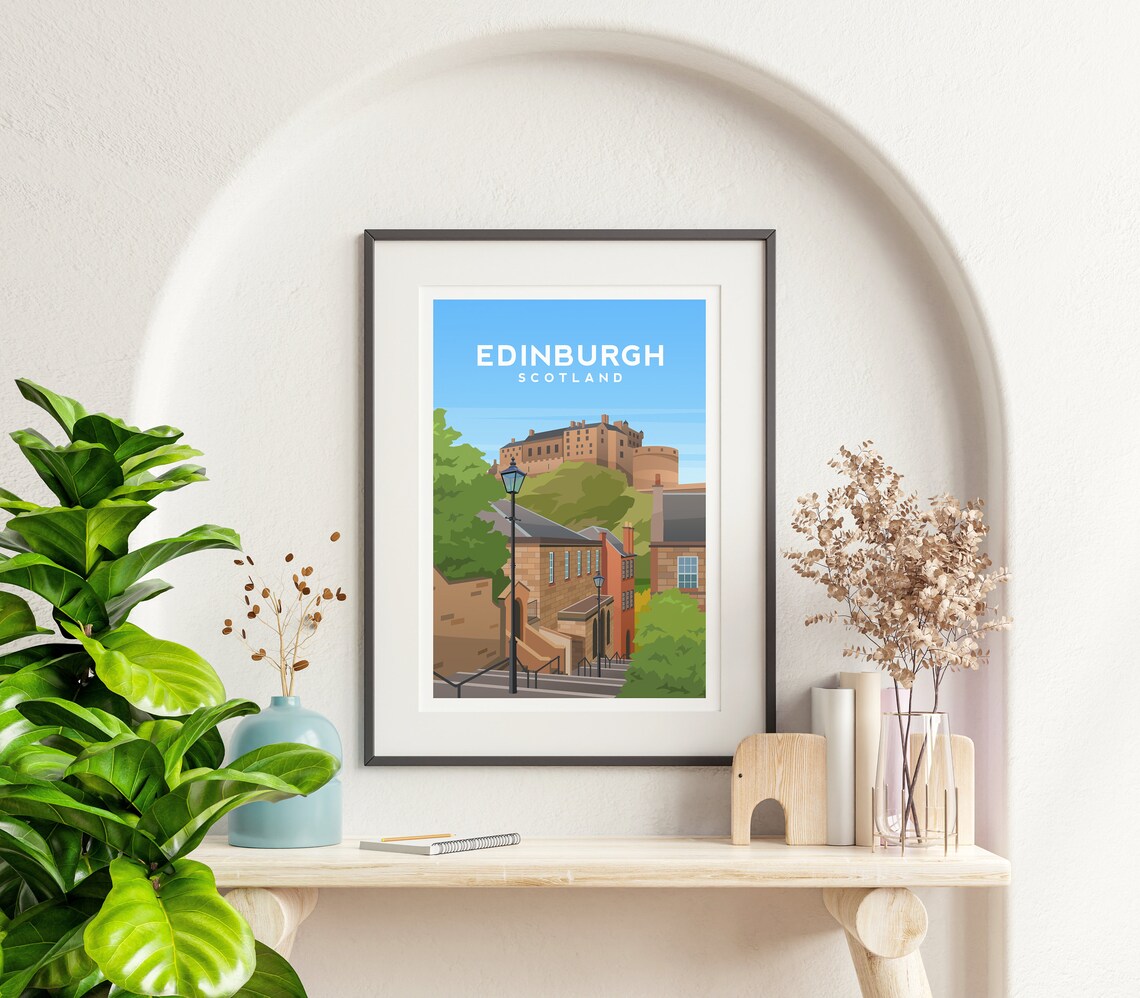 Edinburgh Travel Poster, Scottish Illustration Art Print
