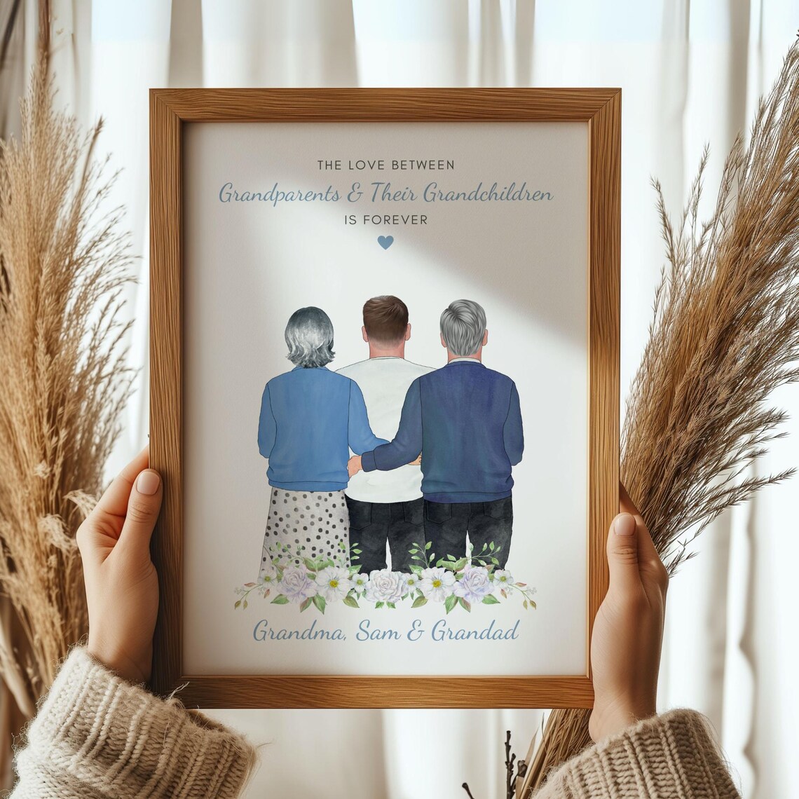 Personalised Grandparents and Grandchild Keepsake Portrait Print