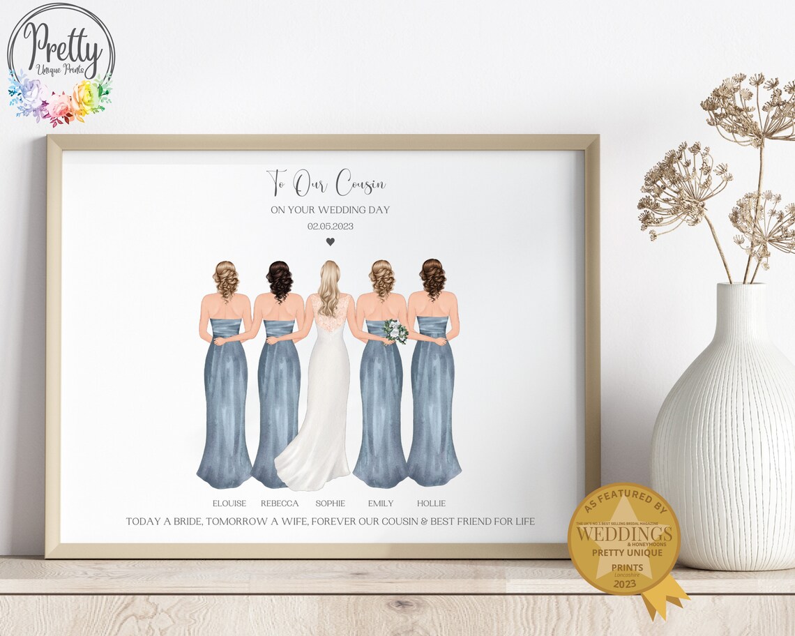 Personalised To Our Cousin On Her Wedding Day Bridal Party Poster