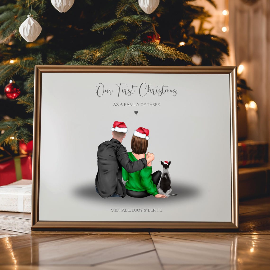 Our First Christmas As A Family Of Three Family Pet Print Christmas Family Keepsake Pet Owner Gifts New Puppy Gifts New Kitten Gifts