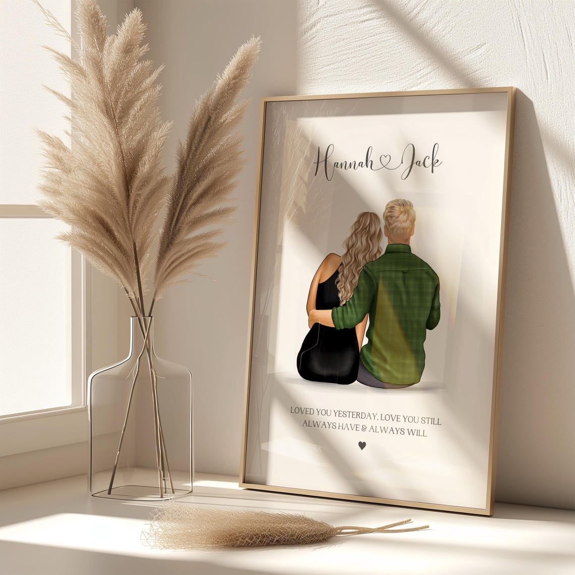 Personalised Loved You Yesterday Love Quote Anniversary Framed Print