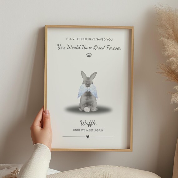 Angel Bunny Memorial Personalized Rabbit Keepsake Wall Print