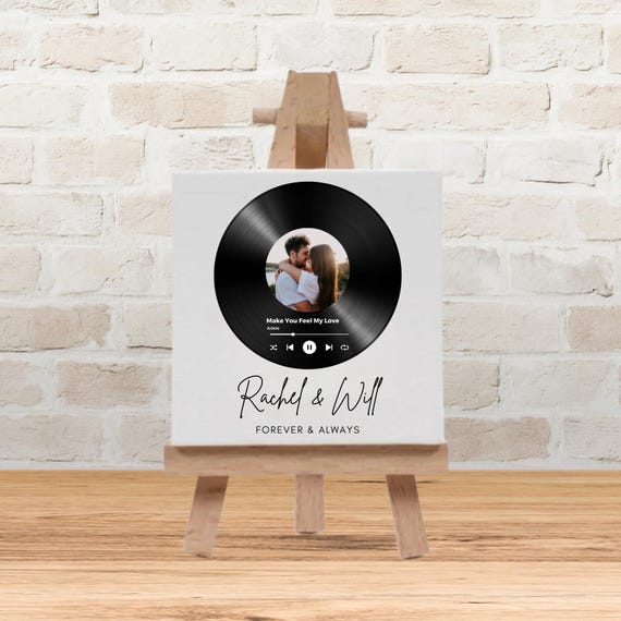 Personalised Couple Vinyl Record Photo Tile Mini Keepsake Print
