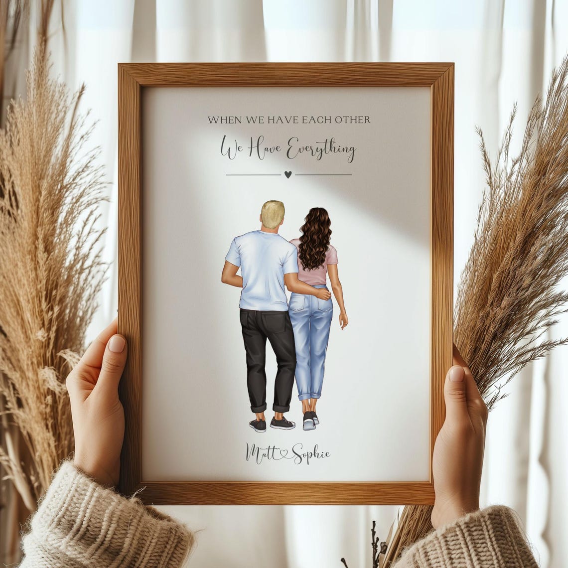 Personalized Couple Walking Together Romantic Quote Art Print