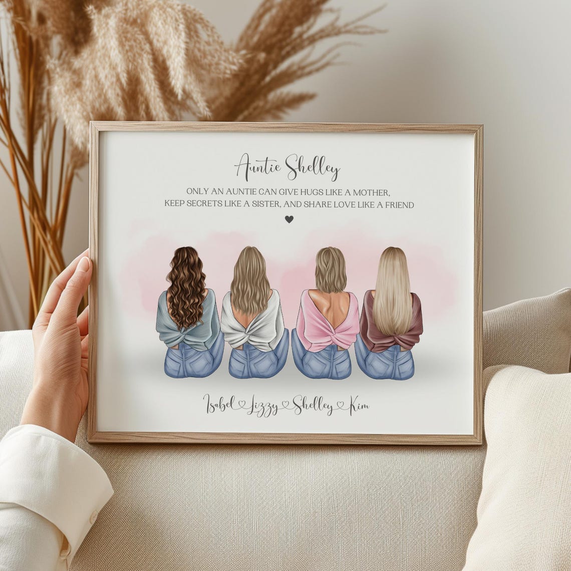 Personalised Auntie With Three Nieces Special Quote Keepsake Poster