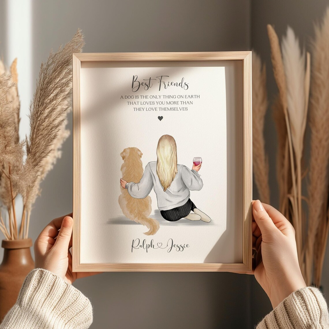 Personalised Dog and Owner Best Friends Quote Gift Art Poster