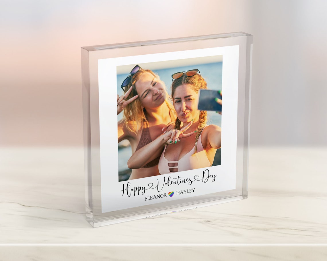 Personalised Valentines Lgbt Photo Block Lgbt Valentines Acrylic Photo Valentines Day Gifts Couple Gifts Same Sex Couple Gifts
