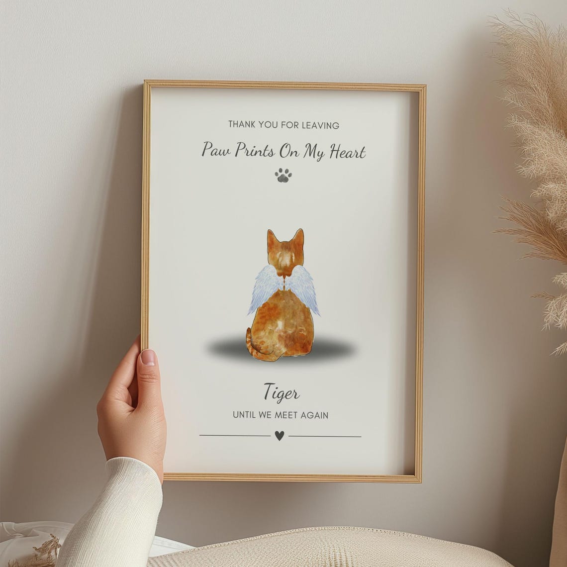 Personalised Cat Memorial Angel Wings Paw Prints Gift Poster