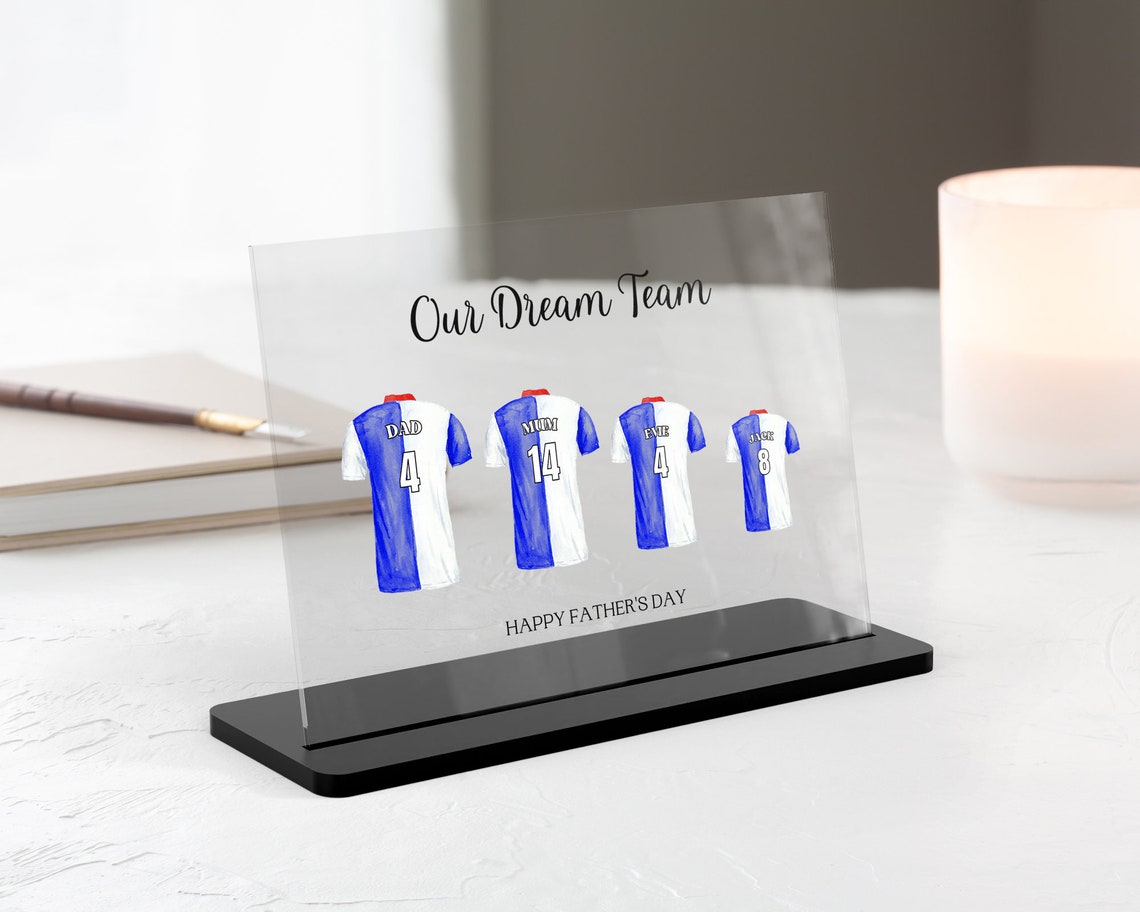 Fathers Day Football Family Gift Football Shirt Plaque Our Dream Team Present Family Print Gift For Dad Step Dad Grandad