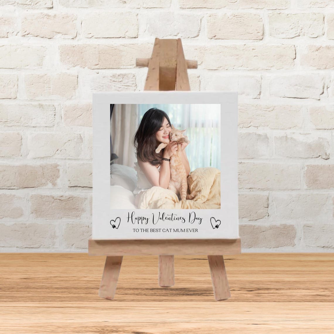 Best Cat Mum Mini Photo Tile on Easel Valentine's Day Keepsake Print