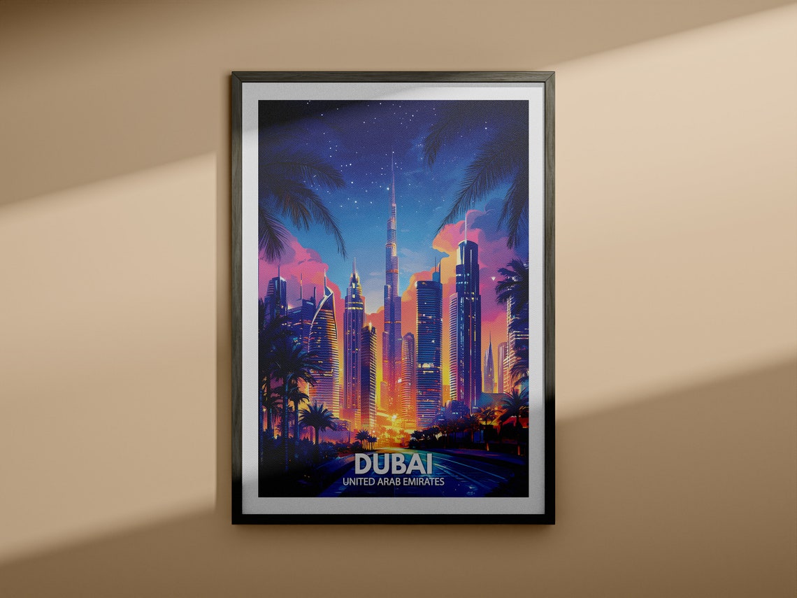 Dubai Print United Arab Emirates Dubai Travel Poster United Arab Emirates Travel Poster United Arab Emirates Cityscape Wall Art - Image 3