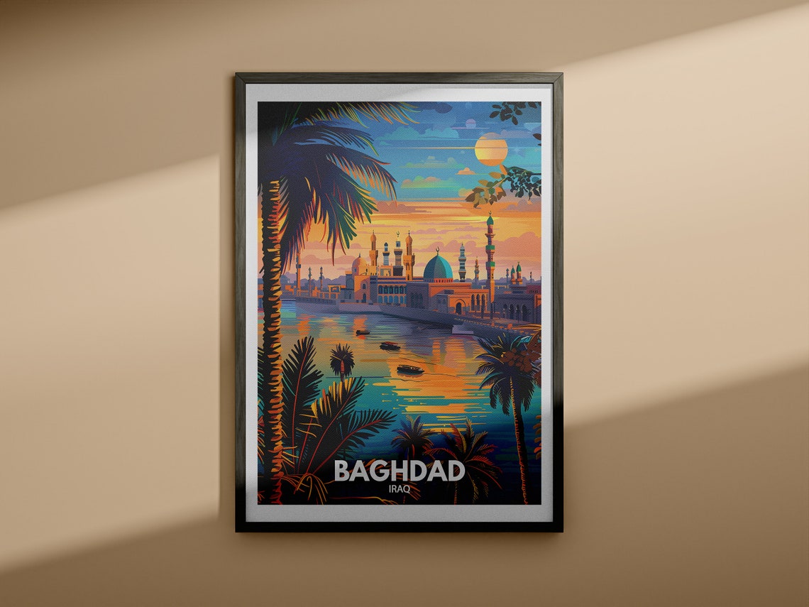 Baghdad Travel Print Iraq Baghdad Travel Poster Iraq Travel Poster Iraq Cityscape Wall Art Unique City Decor - Image 3