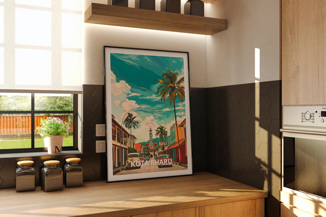 Kota Bharu Print Malaysia Kota Bharu Travel Poster Malaysia Travel Poster Malaysia Cityscape Wall Art Unique City Decor - Image 2