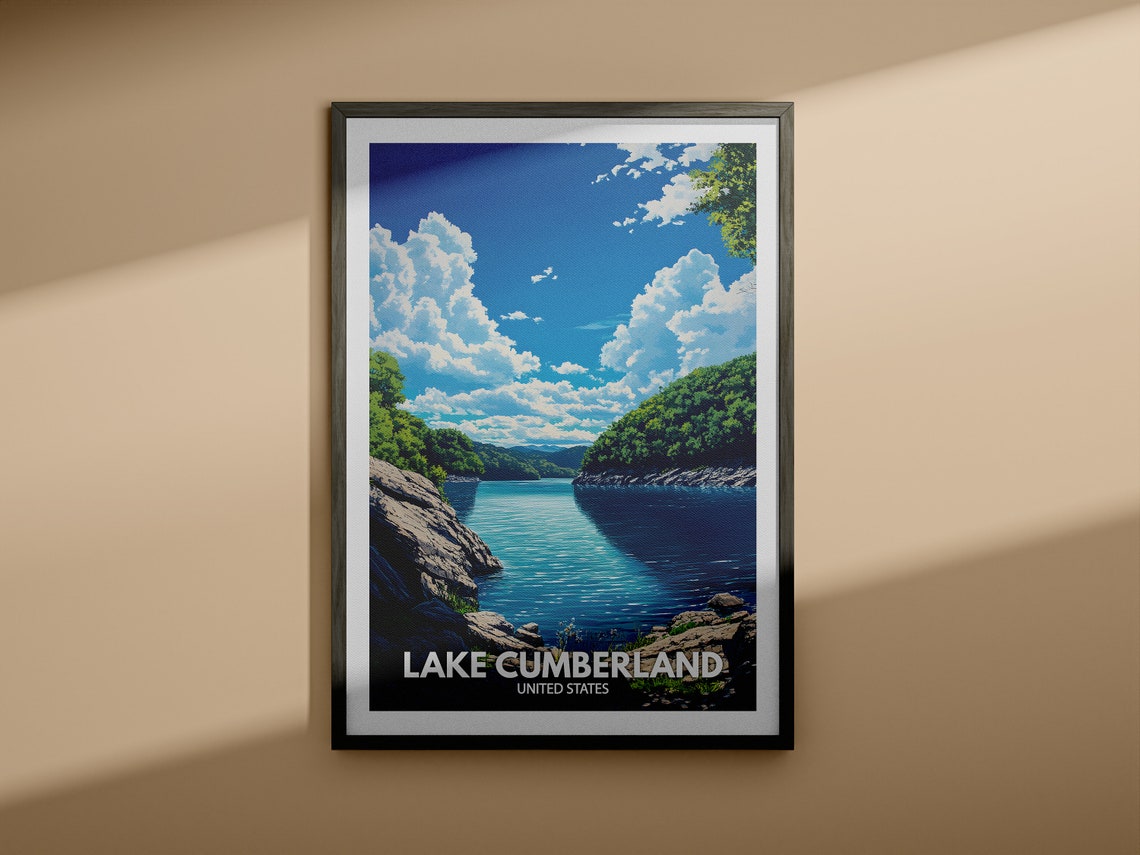 Lake Cumberland Print United States Lake Cumberland Poster United States Travel Poster Lake View Wall Art Decor Holiday Poster - Image 3