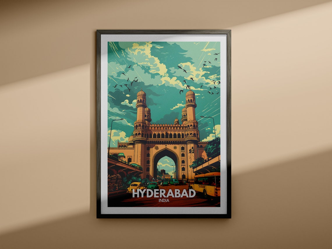 Hyderabad Travel Print India Hyderabad Travel Poster India Travel Poster India Cityscape Wall Art Unique City Decor - Image 3