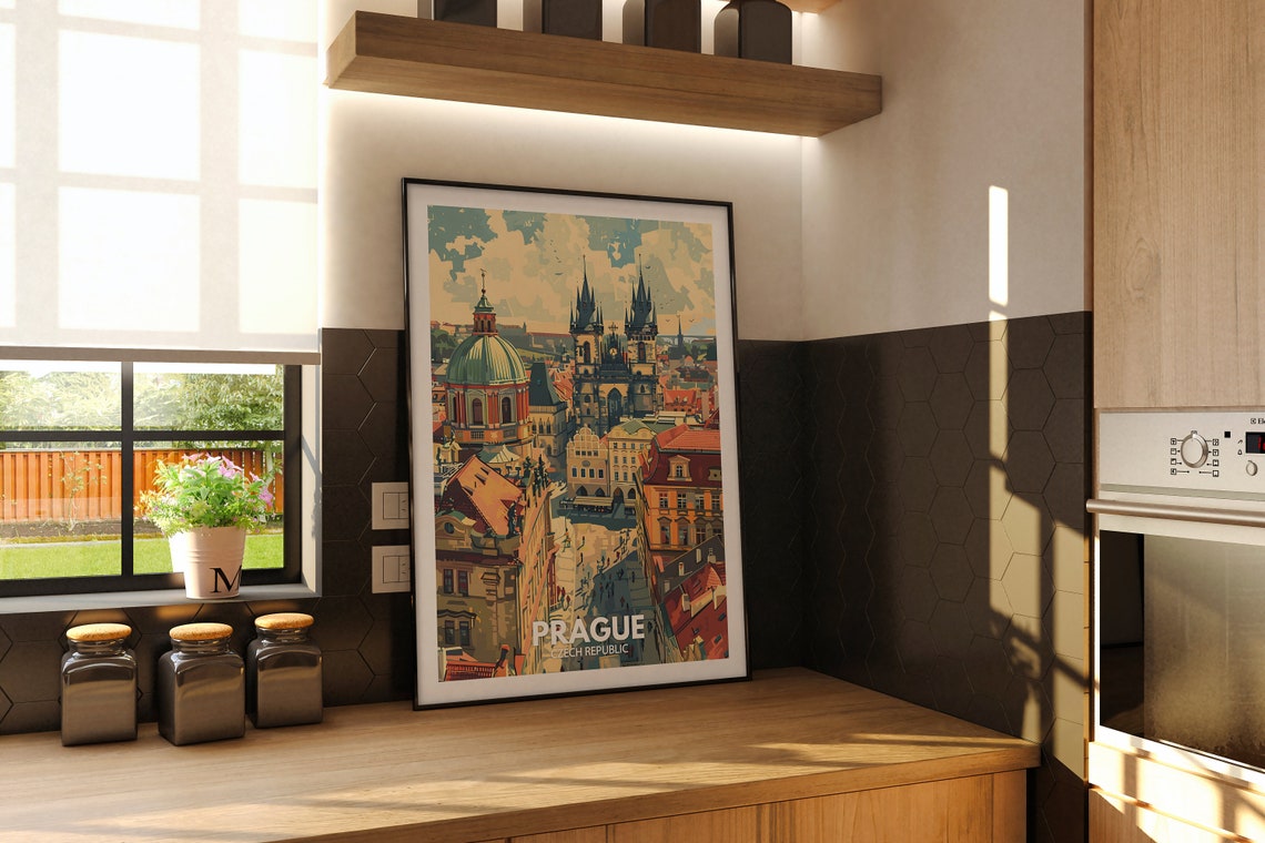 Prague Travel Print Czech Republic Prague Travel Poster Czech Republic Travel Poster Czech Republic Cityscape Wall Unique City Decor - Image 2