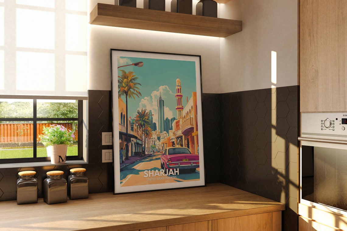Sharjah Print United Arab Emirates Sharjah Travel Poster United Arab Emirates Travel Poster United Arab Emirates Cityscape Art - Image 2