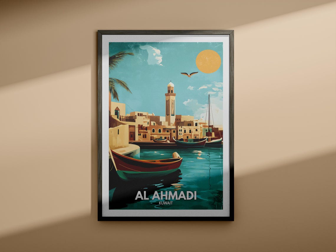Al Ahmadi Travel Print Kuwait Al Ahmadi Travel Poster Kuwait Travel Poster Kuwait Cityscape Wall Art Unique City Art Decor - Image 3