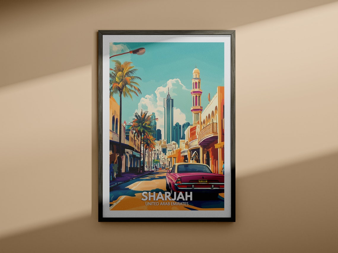 Sharjah Print United Arab Emirates Sharjah Travel Poster United Arab Emirates Travel Poster United Arab Emirates Cityscape Art - Image 3