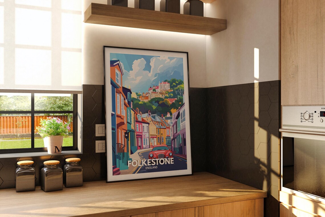 Folkestone Travel Print England Folkestone Travel Poster England Travel Poster United Kingdom Wall Art British Art Decor - Image 2