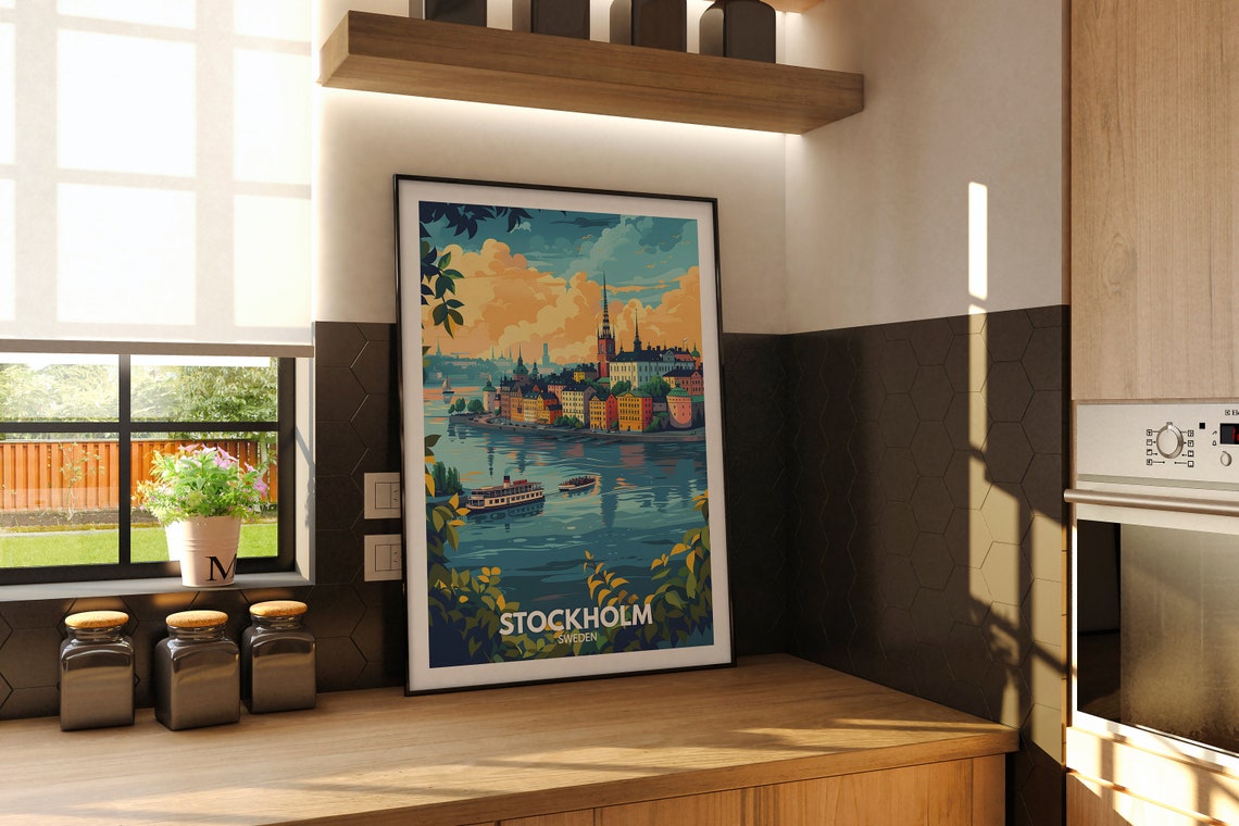 Stockholm Travel Print Sweden Stockholm Travel Poster Sweden Travel Poster Sweden Cityscape Wall Art Unique City Decor - Image 2