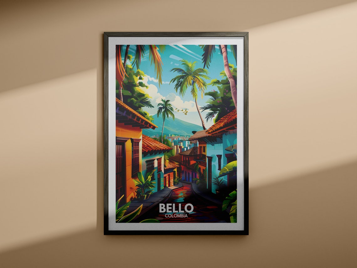 Bello Travel Print Colombia Bello Travel Poster Colombia Travel Poster Colombia Cityscape Wall Art Unique City Decor - Image 3