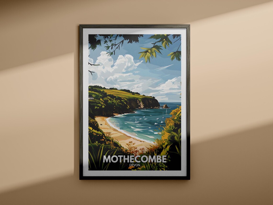 Mothecombe, Devon Travel Poster, Seaside Decor - Image 3