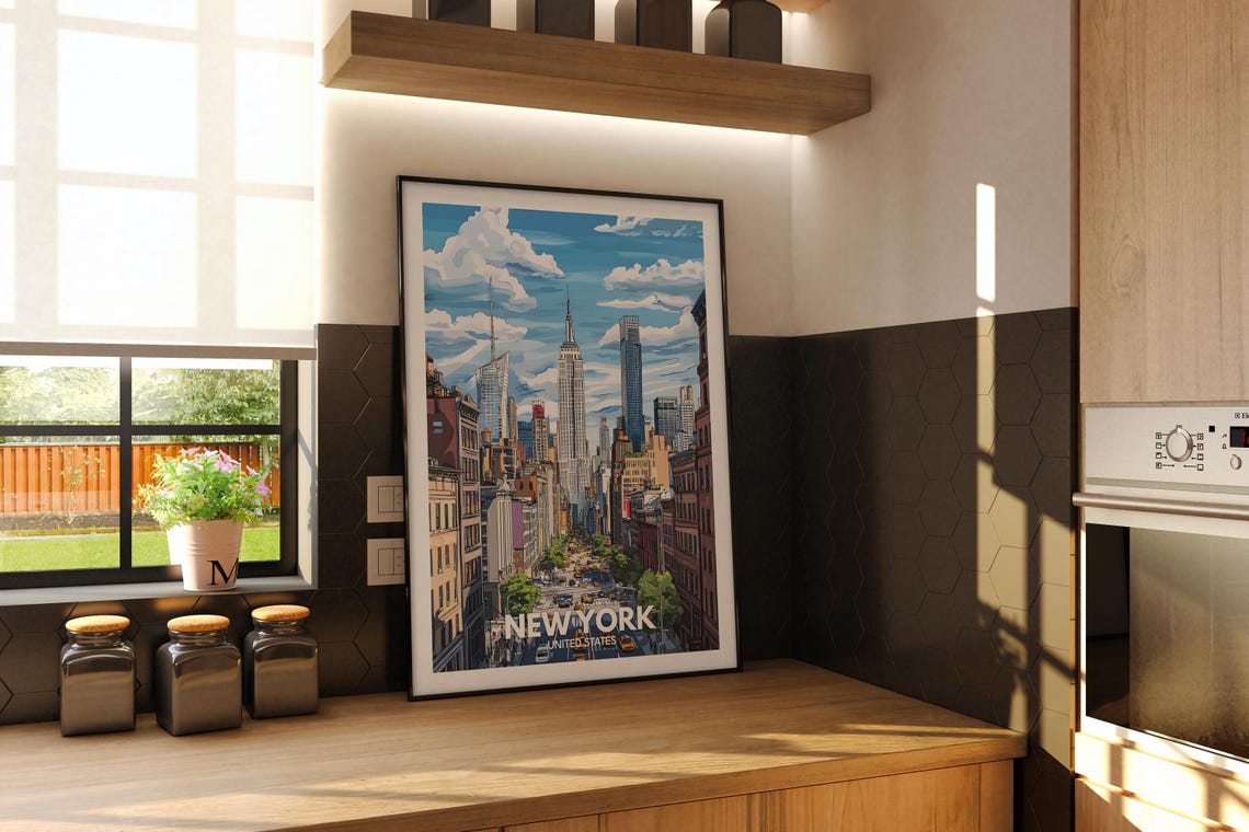 New York Travel Print United States New York Travel Poster United States Travel Poster United States Cityscape Wall Art City Art Decor - Image 2