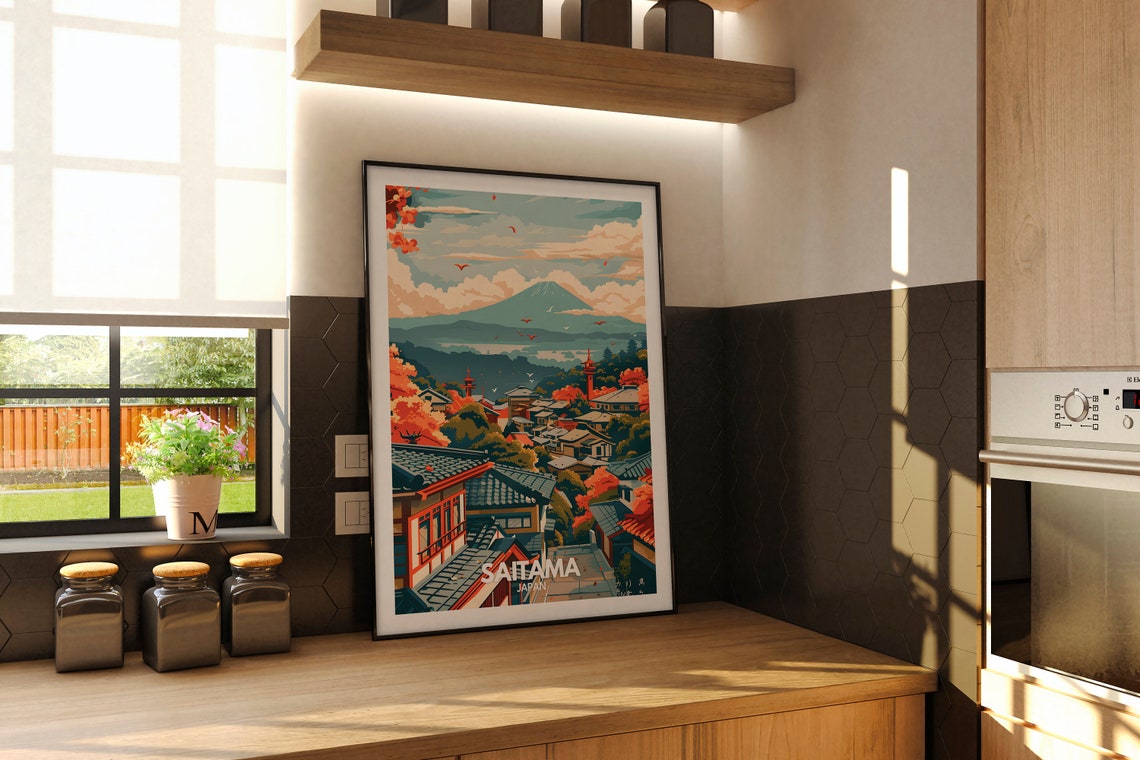 Saitama Print Japan Saitama Travel Poster Japan Travel Poster Japan Cityscape Wall Art Unique City Decor - Image 2
