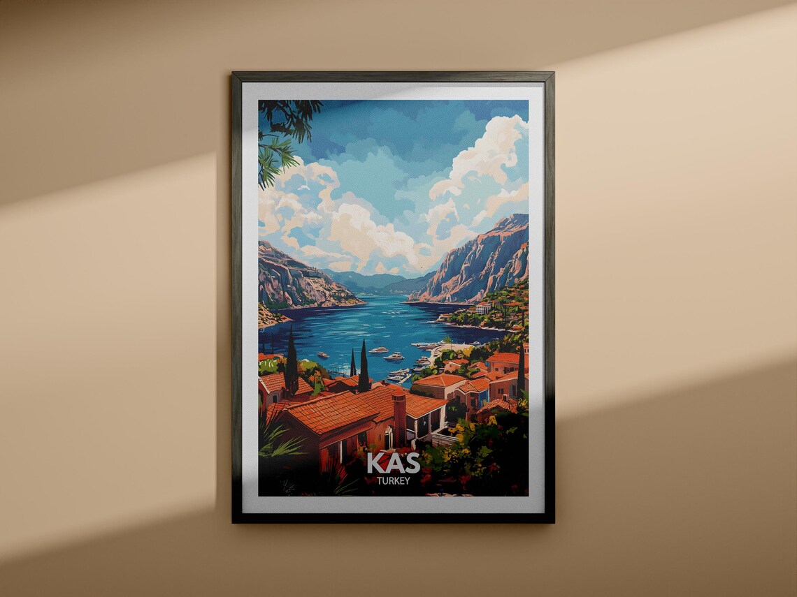 Kas Travel Print Turkey Kas Travel Poster Turkey Travel Poster Turkey Cityscape Wall Art Unique City Art Decor - Image 3