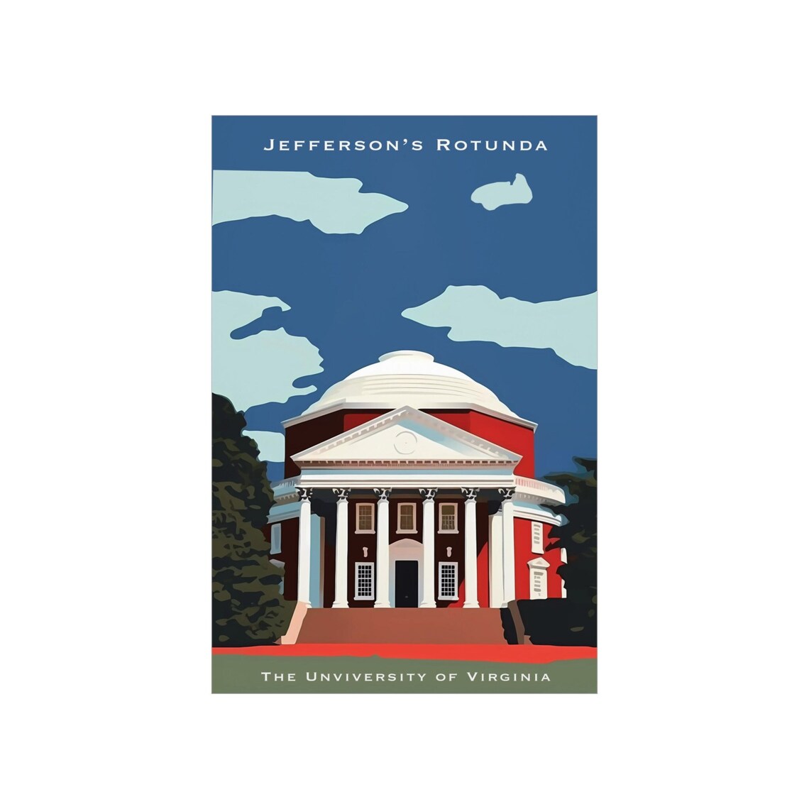 Uva Rotunda Virginia Vintage Travel Poster Print
