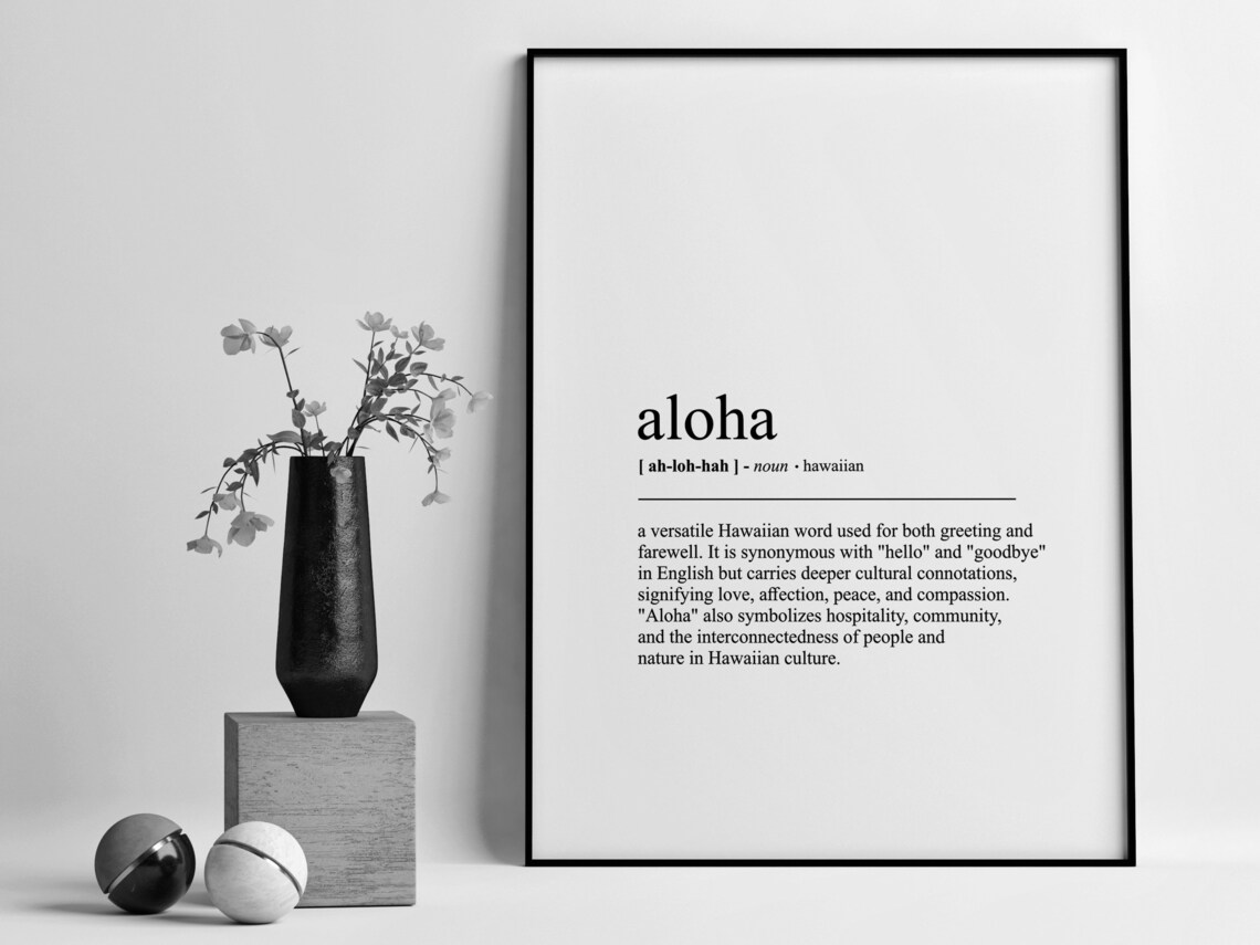 Aloha Hawaiian Typography Word Definition Minimalist Dictionary Poster - Image 2