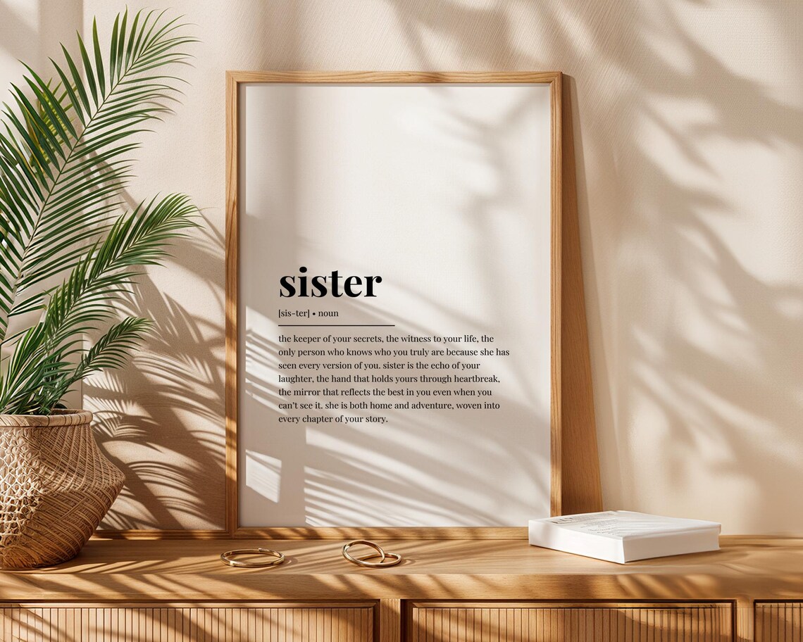 Sister Definition Dictionary Style Minimalist Family Quote Poster