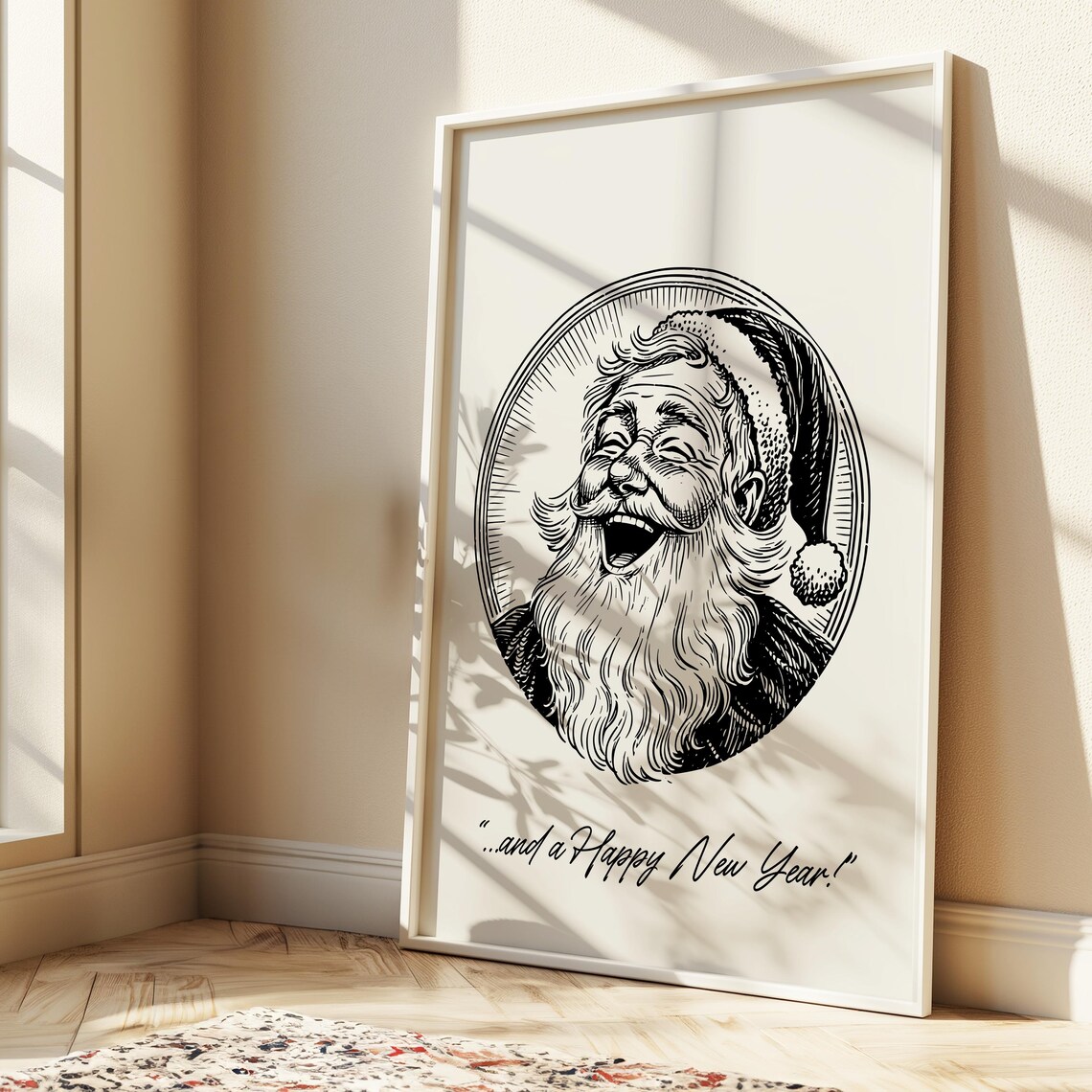 Santa Claus Laughing Portrait Vintage Engraving Christmas Wall Decor Poster - Image 4