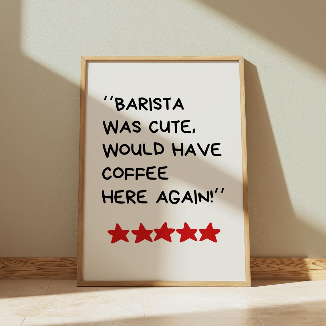 Funny Barista Was Cute Coffee Quote Red Stars Kitchen Wall Art - Image 3