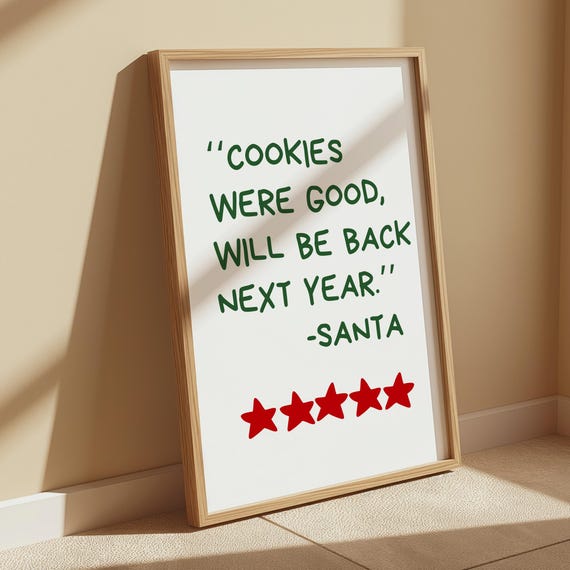 Funny Christmas Wall Art Cute Christmas Decor Trendy Holiday Wall Art Winter Print Trendy Rating Sign Santa Decor