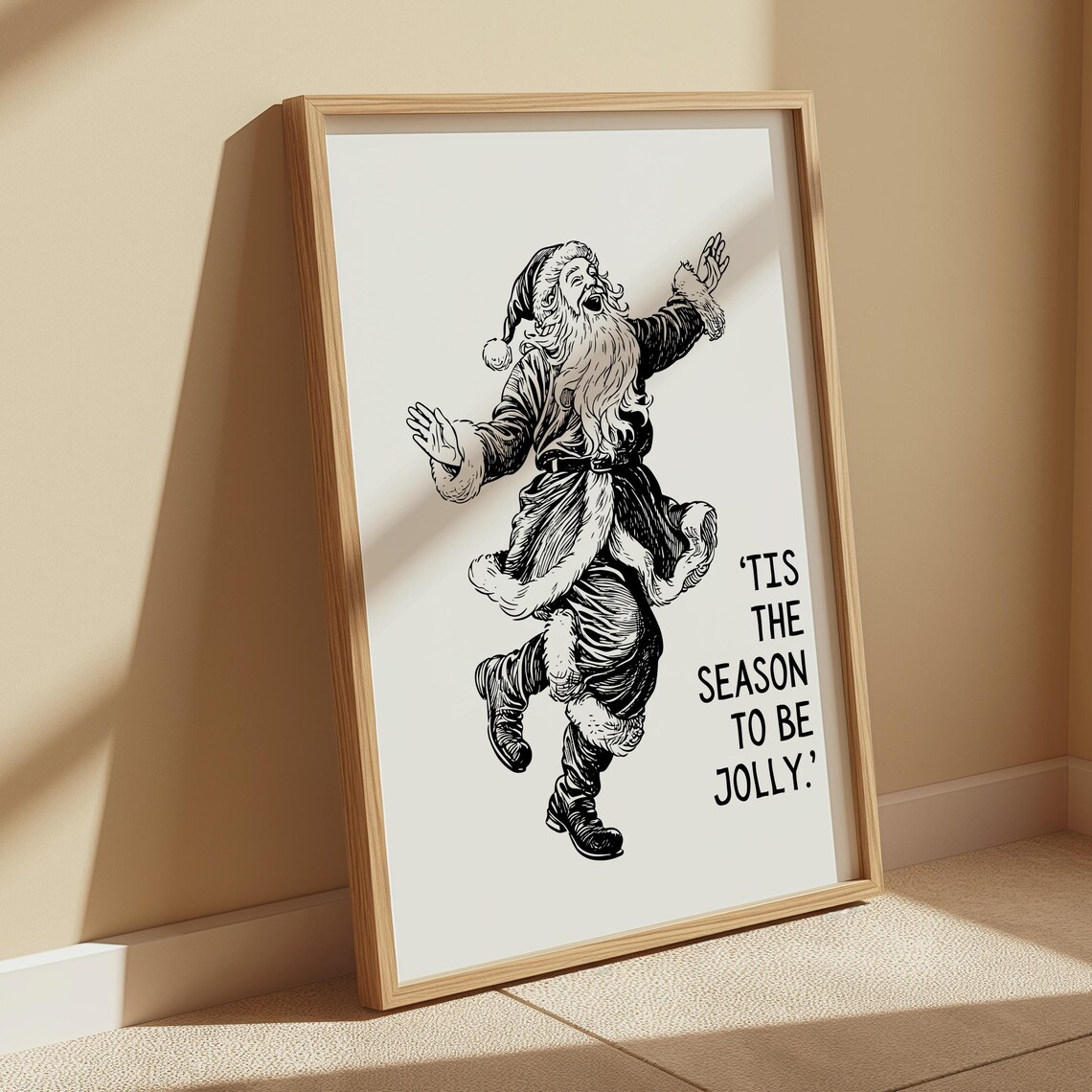 Santa Claus Coming to Town Vintage Toy Sack Engraving Christmas Poster